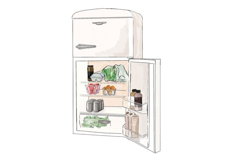 fridge with leftover bbq
